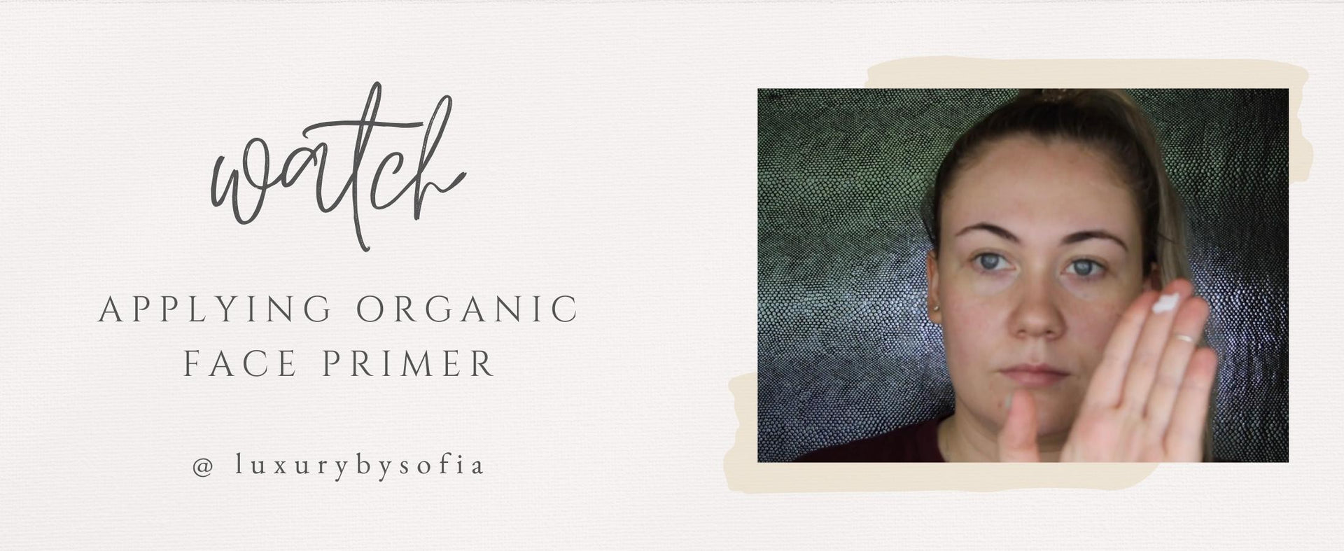 Load video: Learn the application of Sofia&#39;s Luxury Organic Brightening Face Primer through a step-by-step guide.