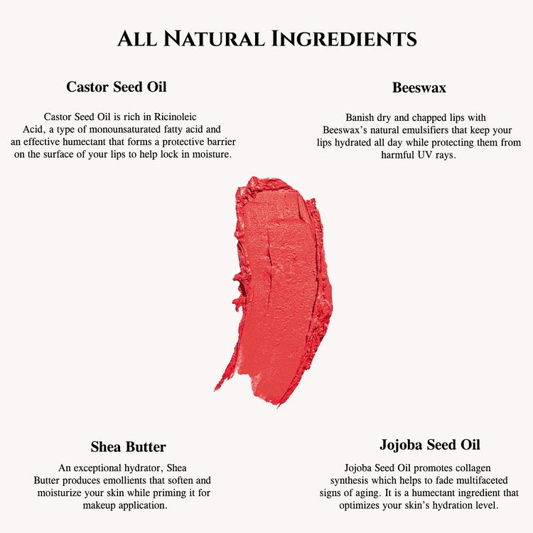 All Natural Satin Luxe Lipstick Ingredients